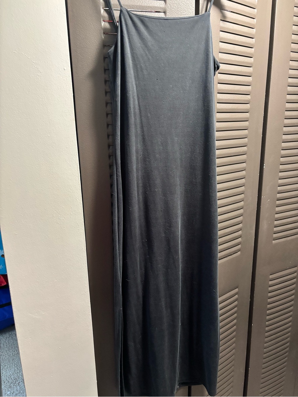 Blue Rain Black Ribbed Tank with Thin Straps